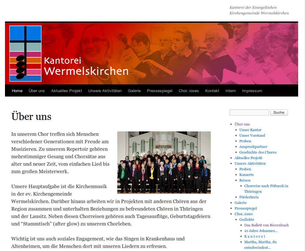 Screenshot Kantorei Wermelskirchen