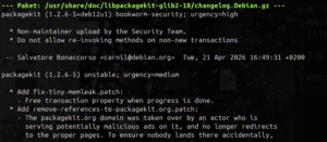 Screenshot apt-listchanges